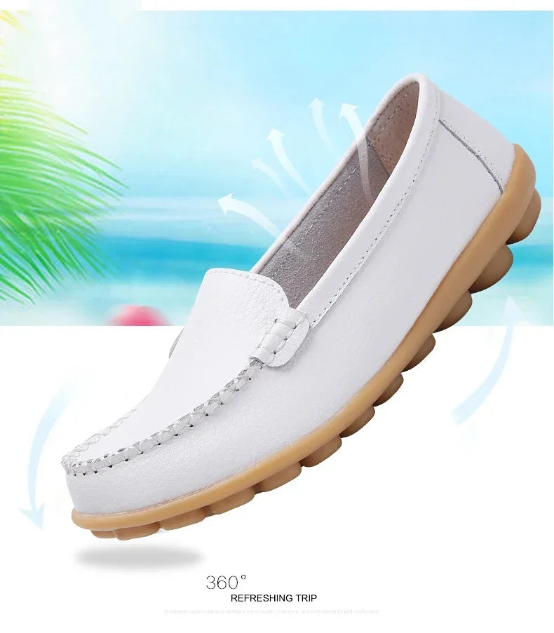 Women Flats Ballet Shoes Woman Cut Out Leather Breathable Moccasins Women Boat Shoes Ballerina Ladies Casual Shoes