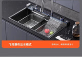 304 Stainless Steel Kitchen Sink, Large Single Sink, Thickened Whale Relief, Digital Display, Washbasin, Washbasin
