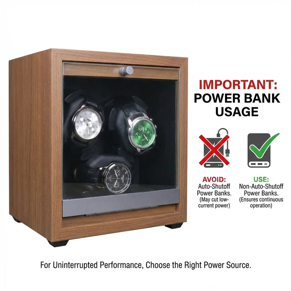 Watch Winder for Automatic Watches Box Storage 3 Slots Mechanical Watch Case Black Walnut Wood Safe Display Box LED Light