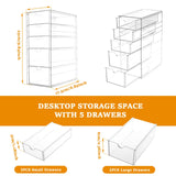5/6 Tier Acrylic Drawer Organizer Clear Desk Organizer Drawers Stackable Makeup Hair Accessories Organizer Cosmetic Jewelry Pen