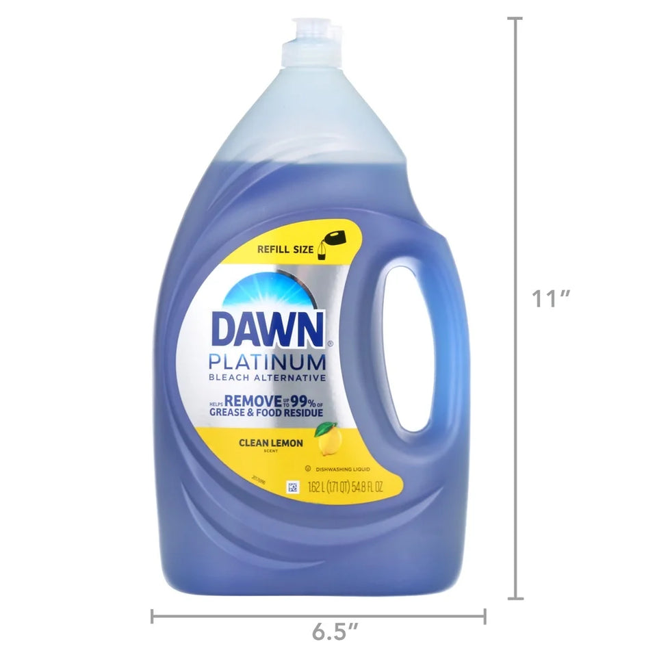 Platinum Dish Soap Liquid Grease Removal Natural Biodegradable Lemon 54.8oz Multi-Purpose Ultra Concentrated Dishwashing Cleaner