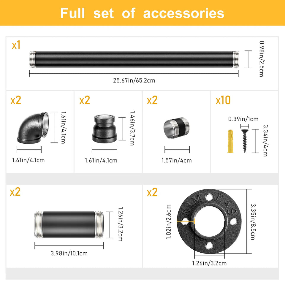 1-3M Secure Pipe Stair Handrails Staircase Indoor Outdoor Wall Balustrade Non-Slip Industrial Galvanized Steel Pipe Wall-Mounted