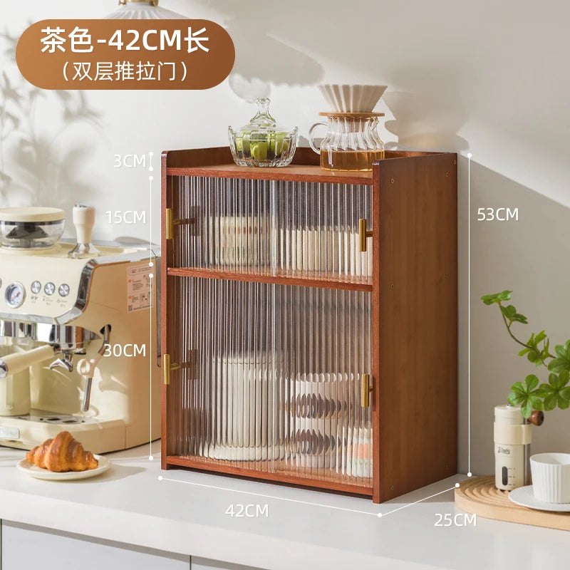 ‌Dustproof Cup Display Cabinet Glass Door Curio Shelf for Coffee Mugs Tabletop Drinkware Organizer for Dining Room/ Bar Counter