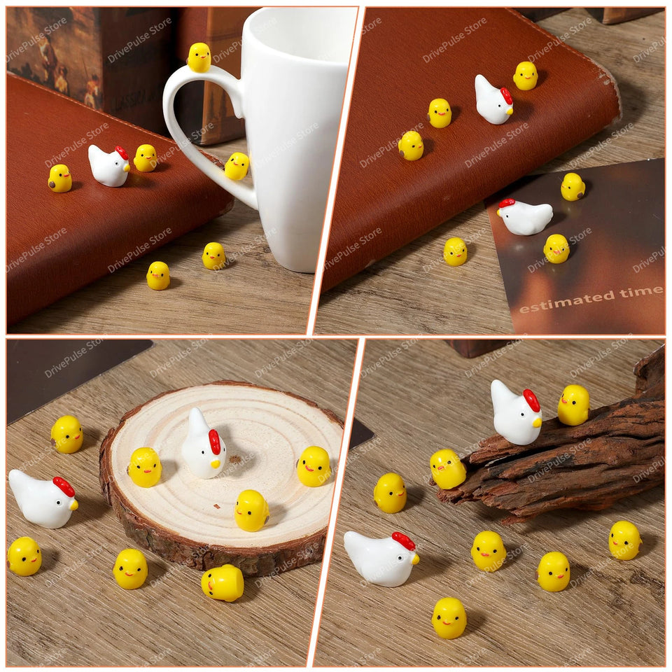 Cute Mini Chickens Car Decor, Fun Chicks Dashboard & Rearview Mirror Ornaments, Fairy Garden Home Accessories, Unique Car Gifts