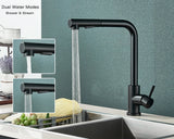 Matte Black Kitchen Faucet Pull Out Kitchen Sink Water Taps Dual Way Sprayer Mixer Tap 360 Rotation Cranes Deck Mounted