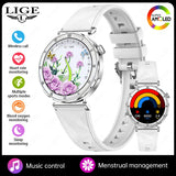 LIGE New 1.19inch AMOLED Fashion Ladies Smart Watch Bluetooth Call Sports Bracelet Women’s Health Waterproof Diamond Smartwatch