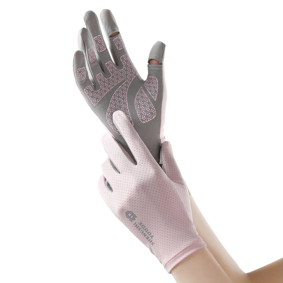 Sunscreen gloves for men and women, touch screen, ice silk thin design, large size, summer outdoor driving, cycling, rider, sun