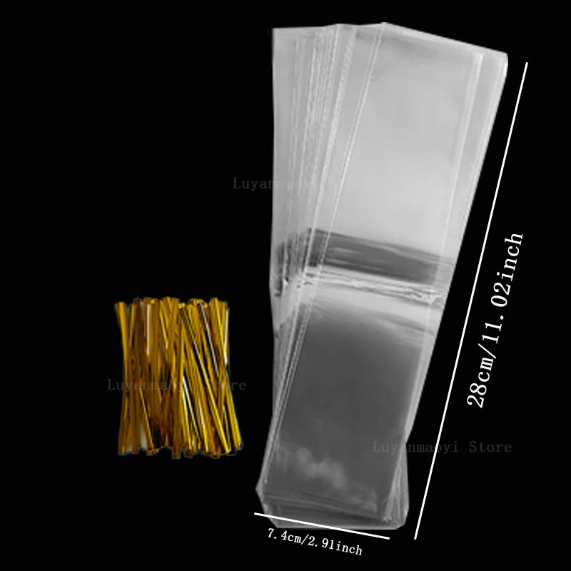 50Pcs Christmas Transparent Candied Haws Packaging Bags OPP Plastic Candy Bags Wedding Baby Shower Birthday Party Supply
