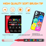 366 Colours Acrylic Markers Flexible Brush Tip Acrylic Paint Marker for Painting Stone Fabric Glass Ceramic Canvas Paper Wood