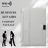 New Solid Color Passport Holder RFID Blocking Ticket Slot Clip Protective Cover Protector Leather Travel Card Bag