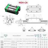 2pcs HGR20 Square Linear Guide Rail 300 400 500 800 1000 1500mm + 4pcs HGH20CA Bearing Slide Block Carriages For CNC 3D Printer