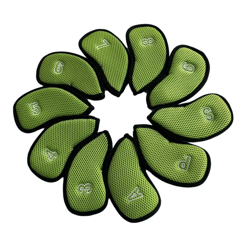 Golf Irons Head Covers 10pcs/set Two Sides Numbers Mesh Golf Iron Headcovers 5 Colours Golf Club Head Cover