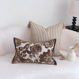 Coffee Brown Maillard Cushion Cover Retro Geometric Jacquard Pillow Case Wabi Sabi Pillow Covers Decorative Modern Luxury Home