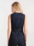 Denim suit spring and summer tops for women 2026 new style simple and elegant high-end denim fashionable style vest