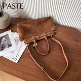 Winter Matte Coffee Camel Grey Large Tote Russian Style Real Suede Cow Leather Women Handbag Nubuck Commuter Office Shoulder Bag