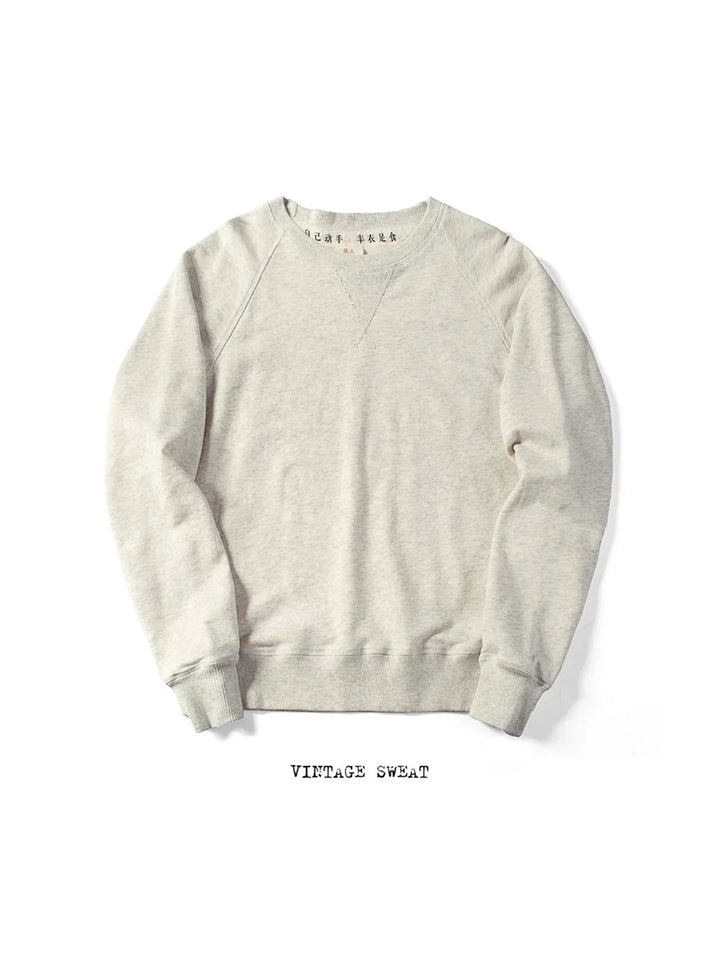 Retro Olive Green Heavy Terry Pullover Sweatshirt Trendy Brand Solid Color Long Sleeve Cotton Men's Loose Retro Trend