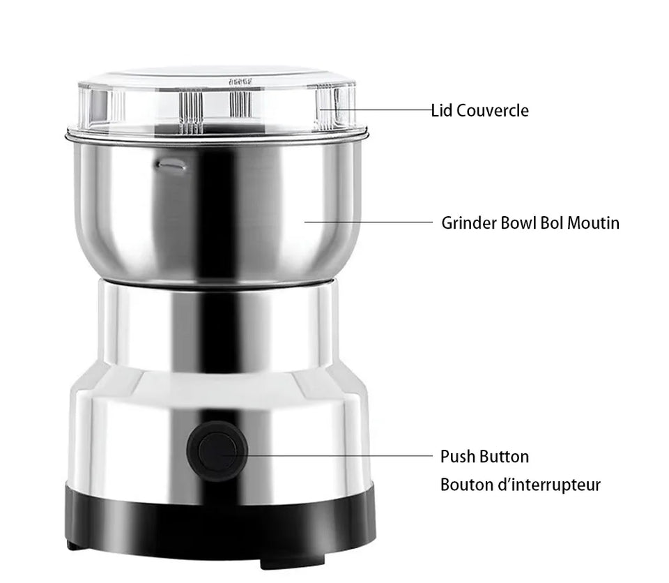 Electric Coffee Bean Grinding Grinder Multipurpose Kitchen Cereal Nuts Beans Spices Grains Grinding Tool for Home Office Outdoor