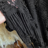 New Spring and Summer Fashion Women's Fringed Knitted Shawl Women Hollow out Solid Color Capes Knitted Pullover