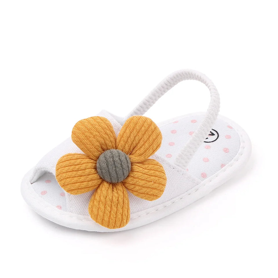 Baby Sandal with Hairband Cute Flower Design Soft Cotton Sandal for Spring and Summer Baby Girl 0-18M