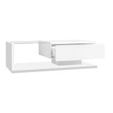 Rosahqnda coffee table side tables coffee table tables with glass and LED effect, high gloss white