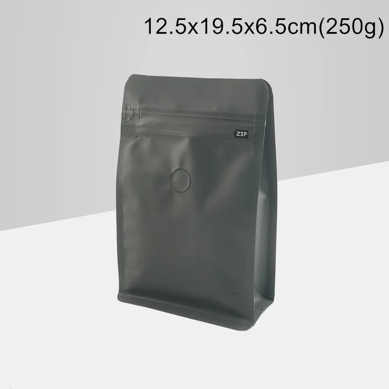 StoBag 20pcs 250g Color Matte Coffee Beans Bag Packaging with Valve Aluminum Sealed for Powder Nuts Storage Reusable Pouches