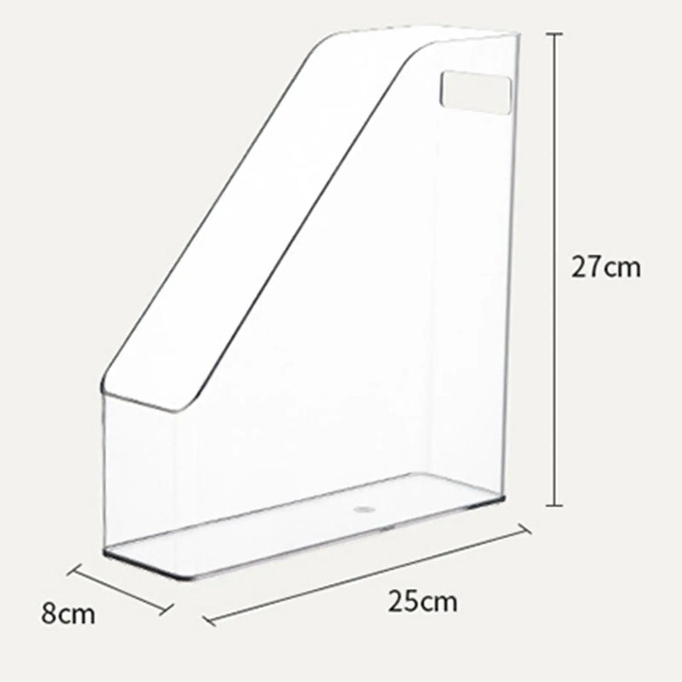 Clear Pet Magazine Holder Desk Organizer 25x8x27cm Portable with Handle Folder Rack for Notebooks, Binders