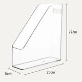 Clear Pet Magazine Holder Desk Organizer 25x8x27cm Portable with Handle Folder Rack for Notebooks, Binders