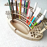 67-Slot Premium Wooden Brush Holder - Durable Artist Desk Organizer, Pencil & Paint Brushes Storage, Elegant Art & Craft Supplies