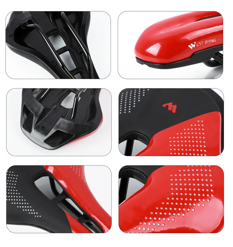 WEST BIKING Bicycle Saddle Hollow Breathable Road Bike Seat Ultralight Durable Shockproof Bicycle Seat Cushion Cycling Parts