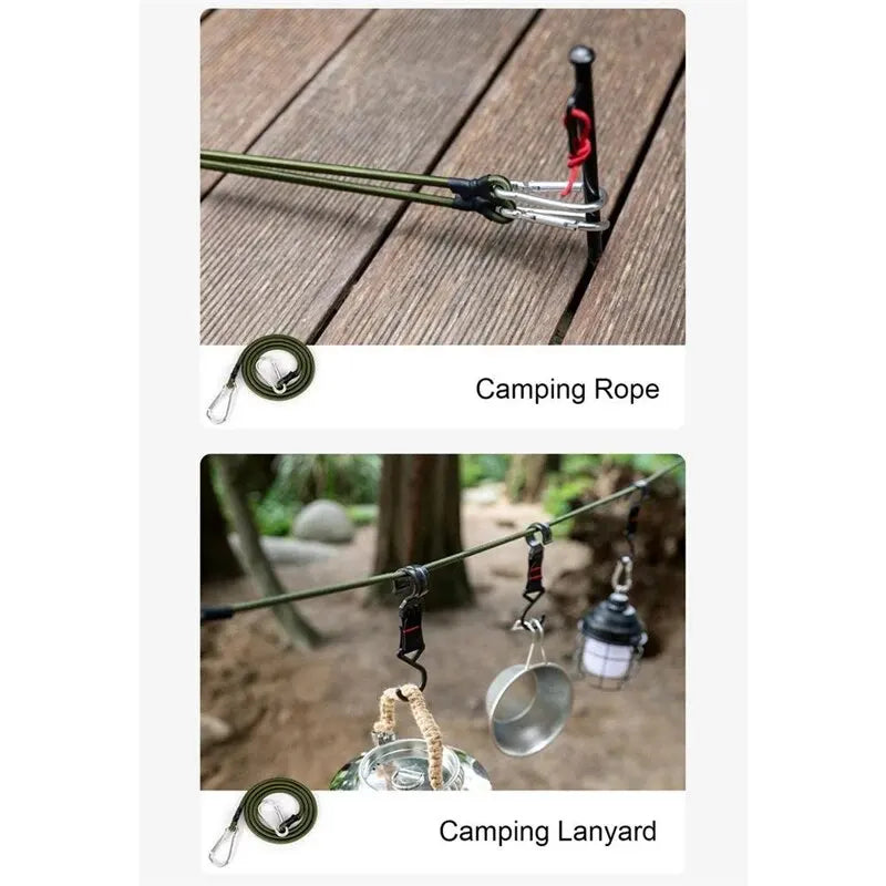 Outdoor Heavy Duty Bungee Cord Elastic Tie Strap String Carabiner Hooks Kayak Cycling Luggage Packing Ropes Camping Accessories