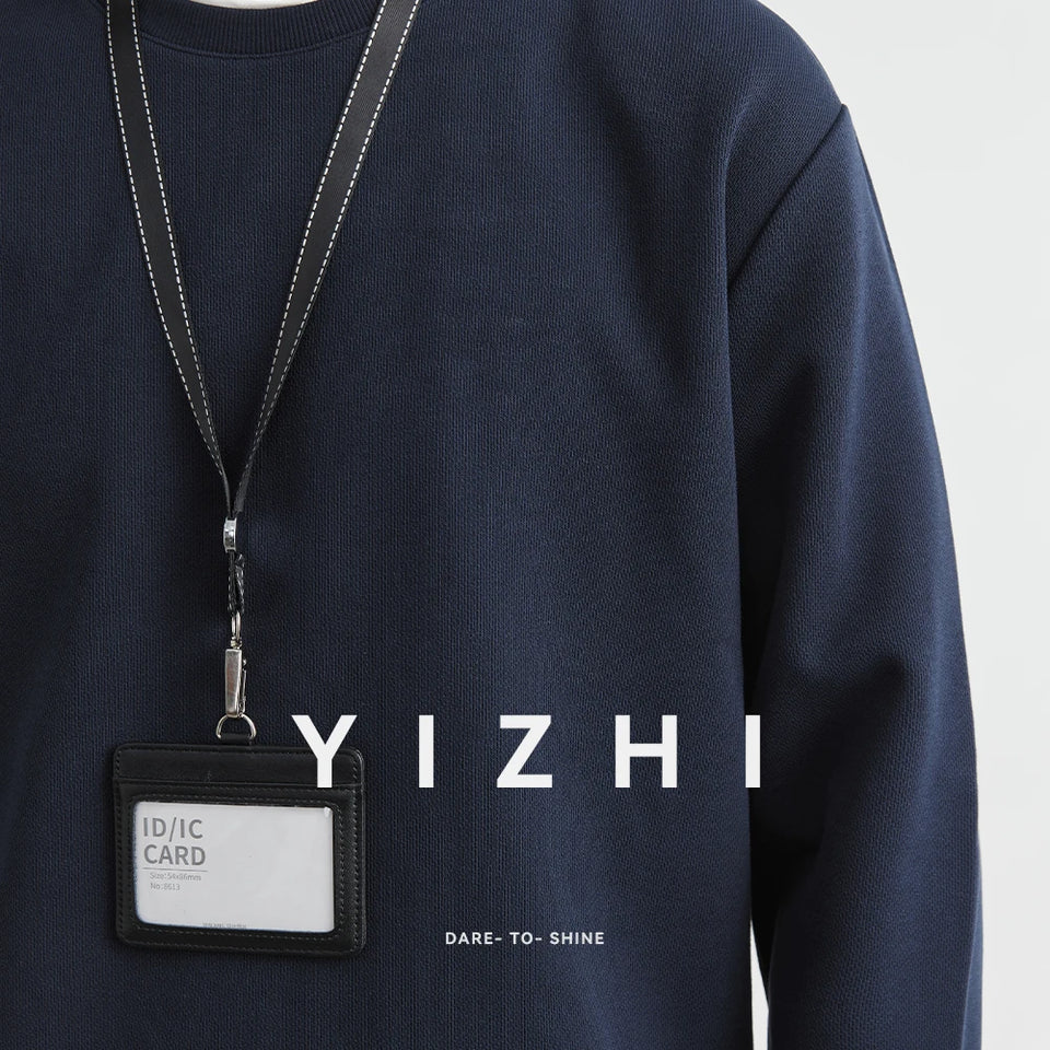Men's Long Sleeve Casual Hoodie Loose Fit Round Neck White Top For Spring Autumn Versatile Sweatshirt Trendy Brand Men's Wear