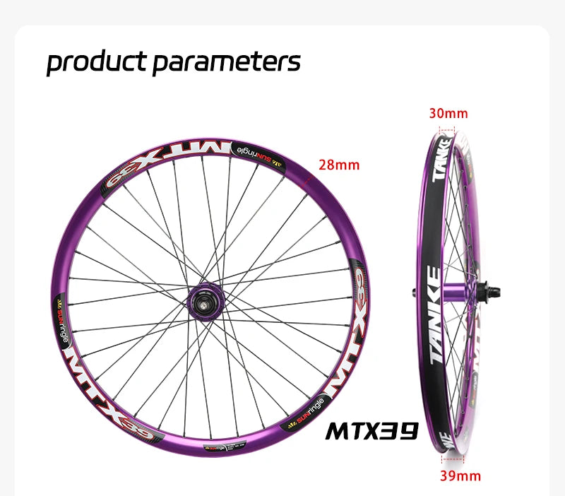TANKE MTB Wheelset 26 inch Disc Brake MTB single-speed DJ AM Enduro DH Wheelset Hub MTX33/39 aluminum alloy Mountain wheel set