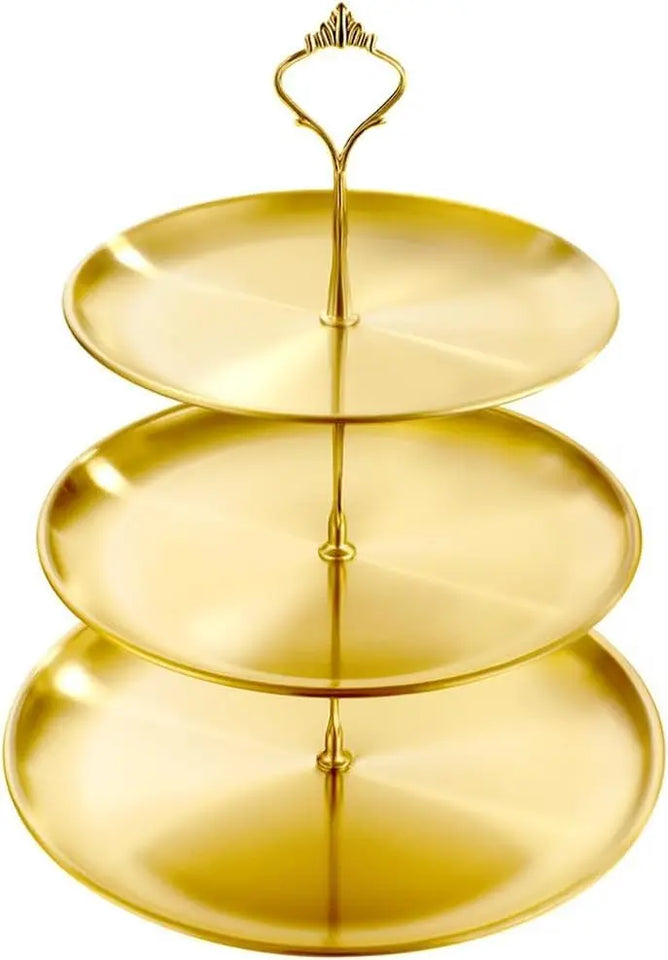 Gold 3-Tier Cake Stand 27x27cm, Party Dessert Display Tower for Holiday Gathering, Elegant Serving Stand