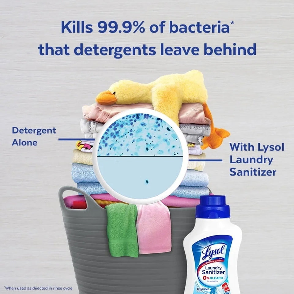 Laundry Sanitizer Additive kills 99 9% bacteria odor eliminator bleach free laundry detergent crisp linen scent safe all fabrics