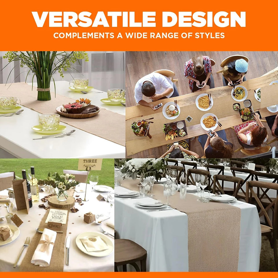 Natural Burlap Table Runner Farmhouse Jute Fabric Kitchen Coffee Tablecloths for Wedding Aisle Carpet Garden Outdoor Decorations