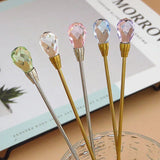 Crystal Spoon Set Long Handle Teaspoon 430 Stainless Steel Diamond Ice Spoon Perfect for Dessert Ice Cream Coffee Cocktail커피