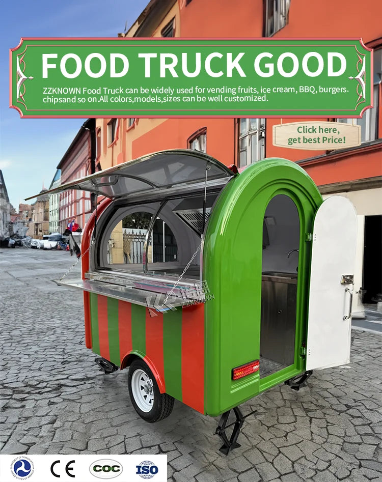 Fully Equipped Ice Cream Food Truck with Full Kitchen Trailer, Fast Food Trailer, Mobile Street Food Cart for Sale