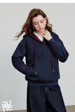 TOYOUTH Women Hoodies Sweatshirt 2025 Autumn New Contrasting Color Embroidery Splicing Hooded Pullover Tops