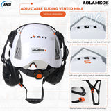 CE Safety Cap w/ 5.0 Bluetooth Earmuffs Reflective Stickers Double Goggles Construction Engineer Helmets ABS Industrial Hard Hat