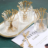 6PCS Creative Personality Stainless Steel Gold Spoons Tree Leaf Spoon Coffee Spoon Tea Spoon Home Restaurant Dessert Cutlery Set