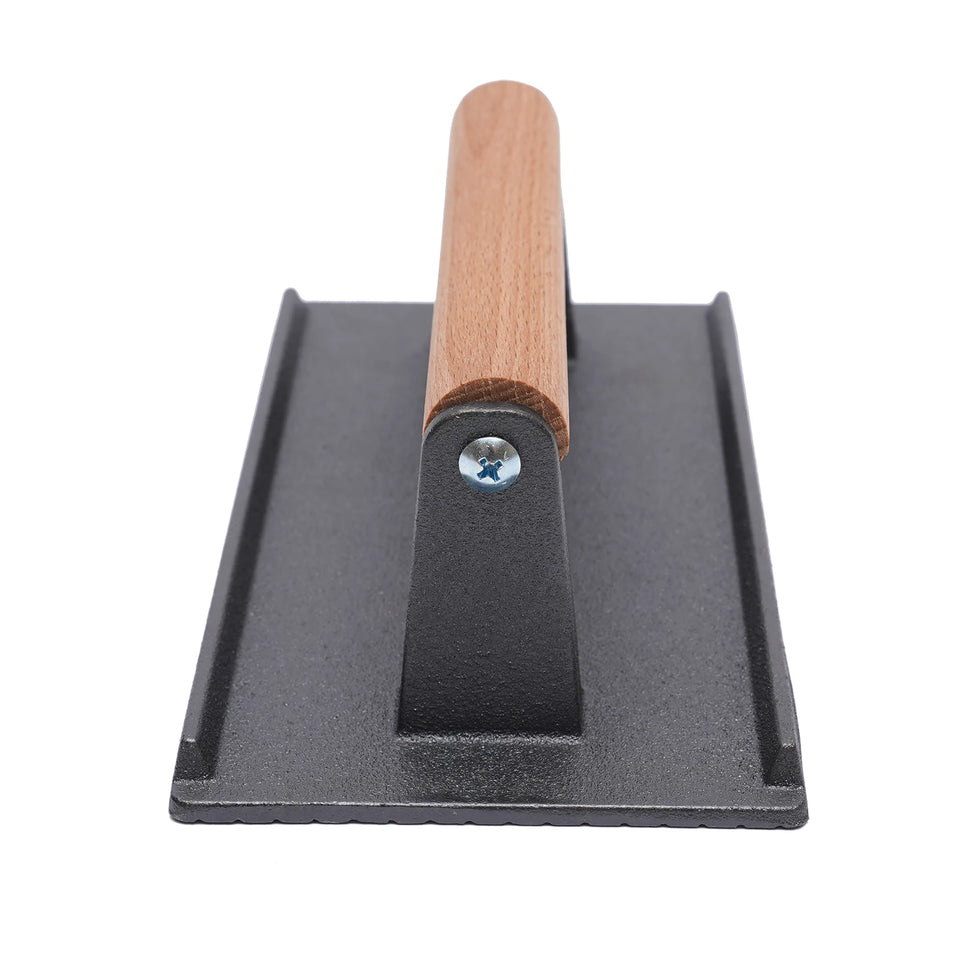 Kitchen Heavy Cast Flat Iron Steak Weight/Bacon Press with Wooden Handle Heavy-Weight Grill Press Commercial Grade Burger
