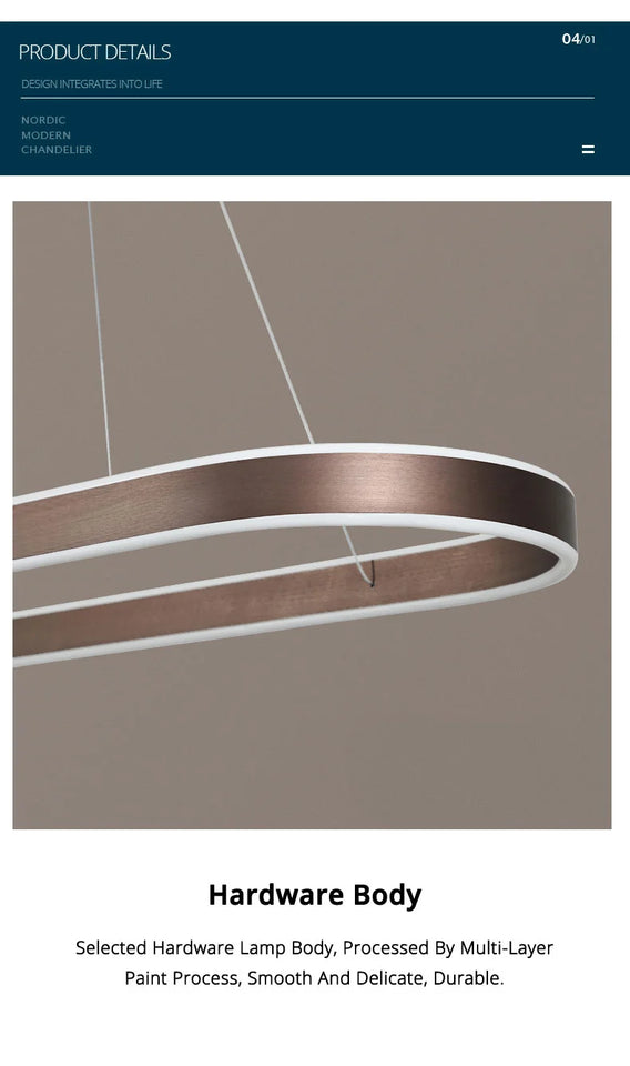 Nordic LED Restaurant Chandelier Ring Aluminum Chandelier Suitable For Kitchen Restaurant Hanging Chandelier Lustre Lighting