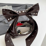 Trendy Handbag for Women with Unique Bows and Rivet Embellishments Stylish PU Leather Women's Shoulder Bag