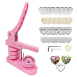 Heart-Shaped Button Maker Machine, DIY Pin Button Maker Press Machine Kit (Pink) Great gift