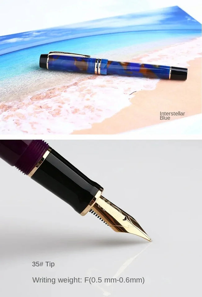 MAJOHN M600S Resin Pen 35 # Gold Plated Daming Tip Universal Type Student Adult Writing Practice Gift Ink Pen