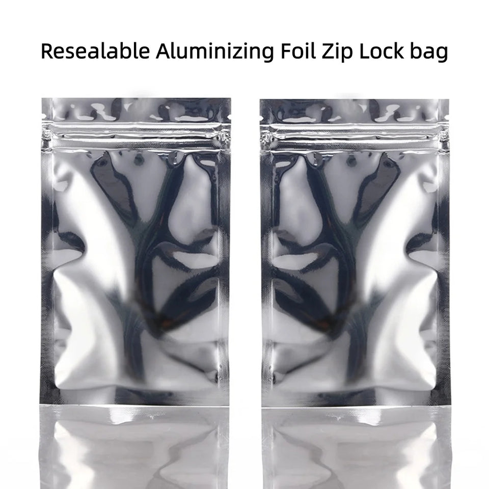 100pcs Silver Dumb Aluminum Foil Bags Heat Seal - Top Open Mylar Foil Bag Matte Surface Plastic Food Package Spices/Sauce Pouch