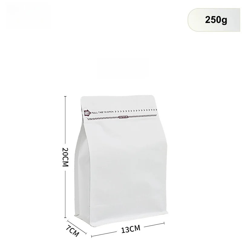StoBag 50pcs 250g Coffee Beans Packaging Bag with Valve Aluminum Foil Heat Sealing for Powder Tea Nuts Storage Reusable Pouch