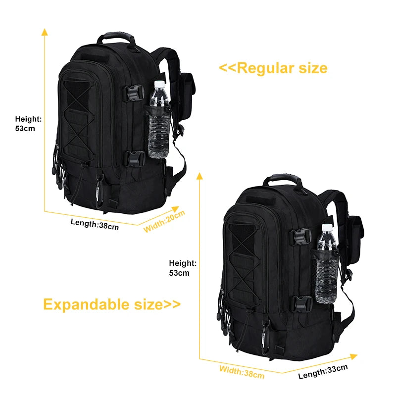 LQARMY 60L Military Tactical Backpack Army Assault Rucksack Outdoor 3Day Expandable Travel Backpack Hiking Molle Bug Out Bag