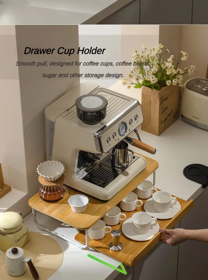 Creative Coffee Machine Storage Racks Wooden Countertop Cups Office Holders Racks Display Shelf Organizer Shelves Kitchen