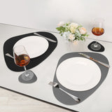 Double Sided Anti Slip PU Pad Table Mat with Coaster Oil-Proof Waterproof Leather Placemat Kitchen Dinner Coffee Tables Mats